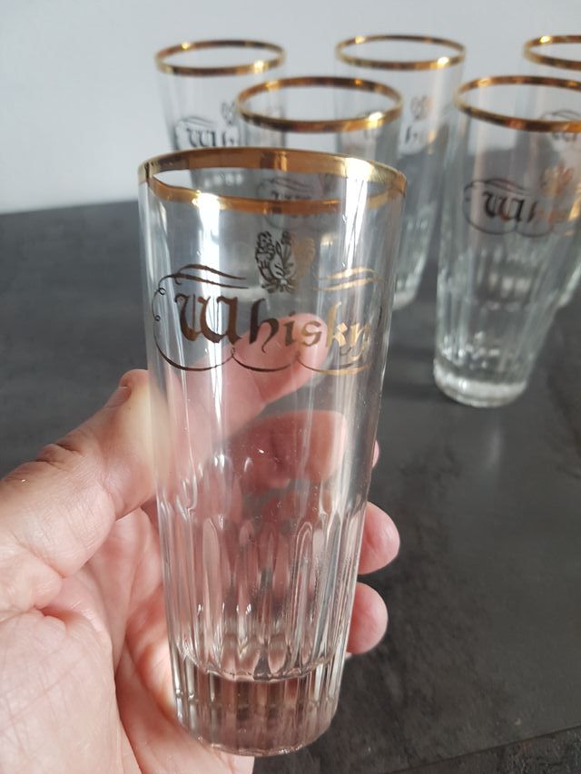 n°6 bicchieri Vintage bordo oro zecchinor Whisky