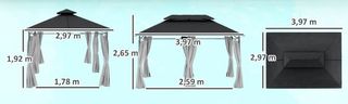 Pérgola 4x3m negro gris NUEVA