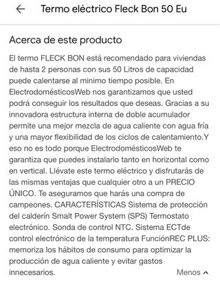 Termo eléctrico 50l Fleck