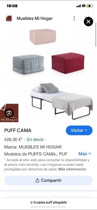 Puff cama plegable