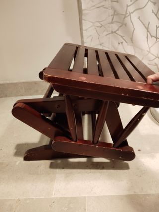 Butaca balancín reclinable madera+ reposapies