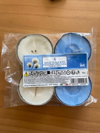 4 Tealight / candele profumate ai fiori di cotone