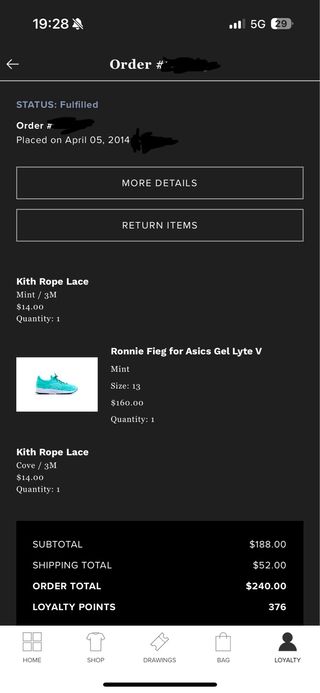 Asics Gel Lyte V Ronnie Fieg KITH Mint