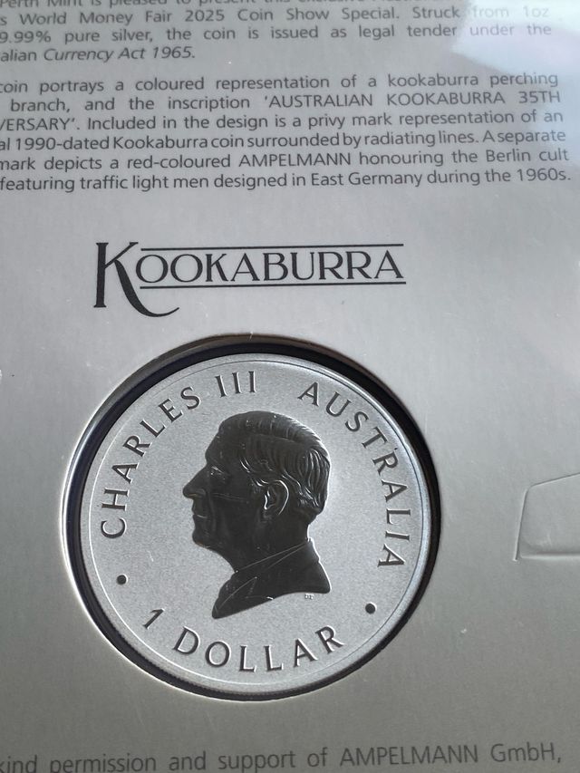 1 onza plata Kookaburra 2025 35 aniversario