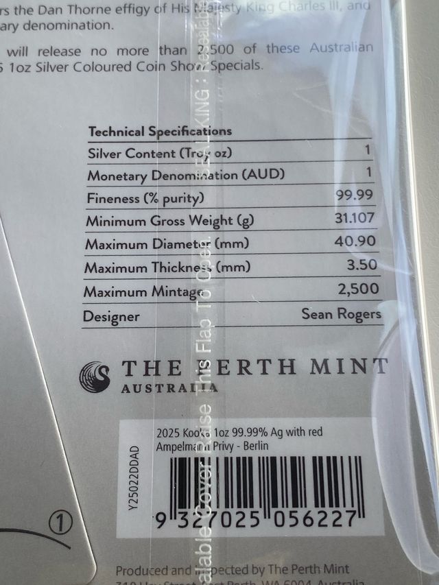 1 onza plata Kookaburra 2025 35 aniversario