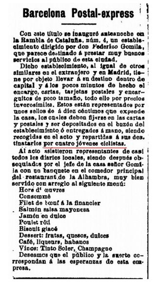 Sello Barcelona Postal Express 1904 Antigua postal