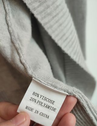 Chaqueta de punto gris larga bolsillos