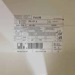 Nevera 1 porta / Frigorífico 1 puerta