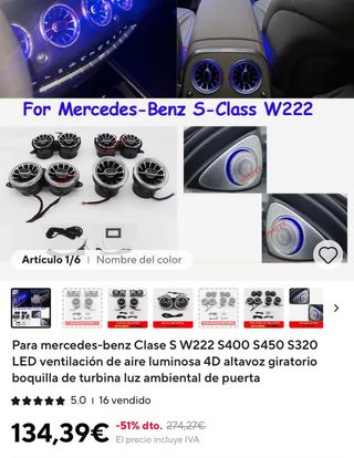 Rejillas de ventilación con luz LED para Mercedes