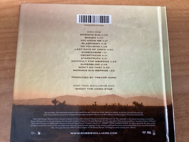 ROBBIE WILLIAMS. REALITY KILLED THE VIDEO STAR. CD