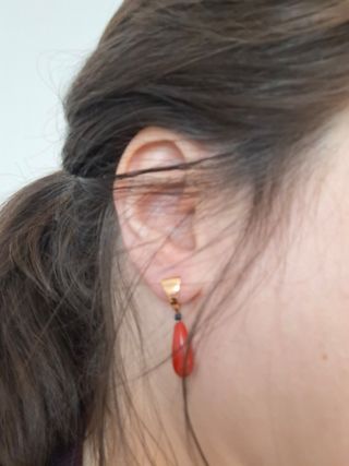 Pendientes Oro rosa y Coral joyería Suárez