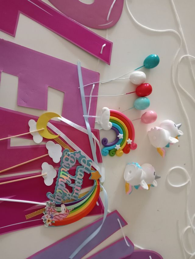 Scritta buon compleanno e decorazioni