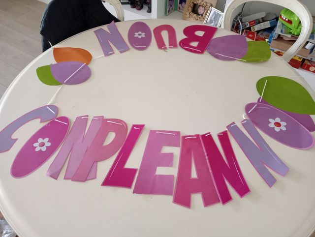 Scritta buon compleanno e decorazioni