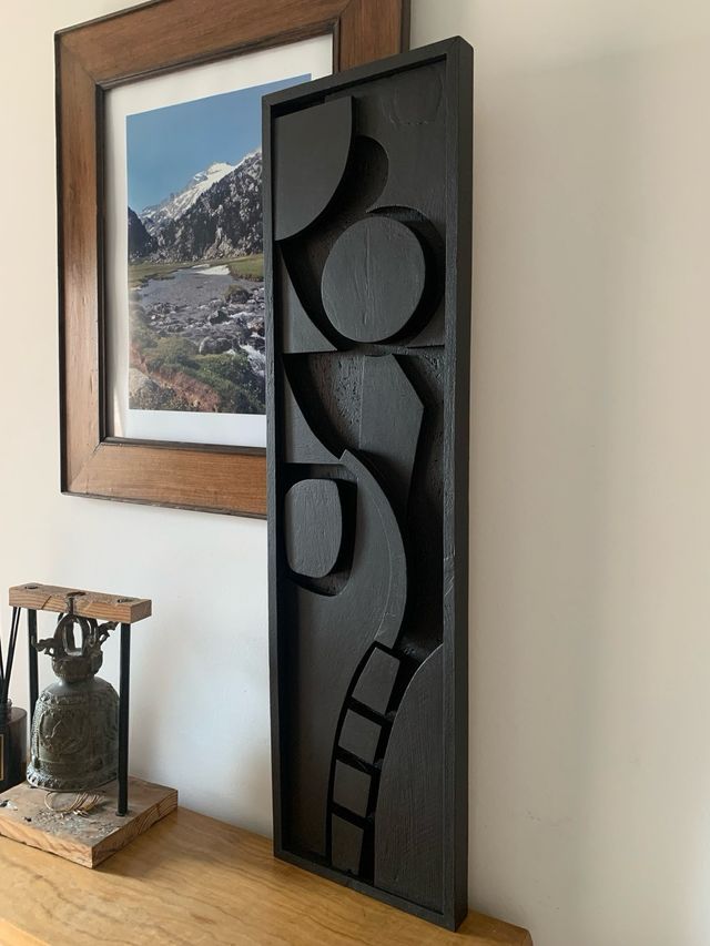 Cuadro abstracto 3D, escultura pared de madera 43