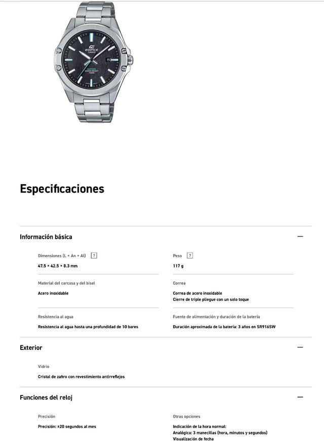 *️⃣RELOJ CASIO EDIFICE. EFR S107D 1AV. COMO NUEVO