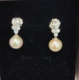 Pendientes Majorica y circonitas