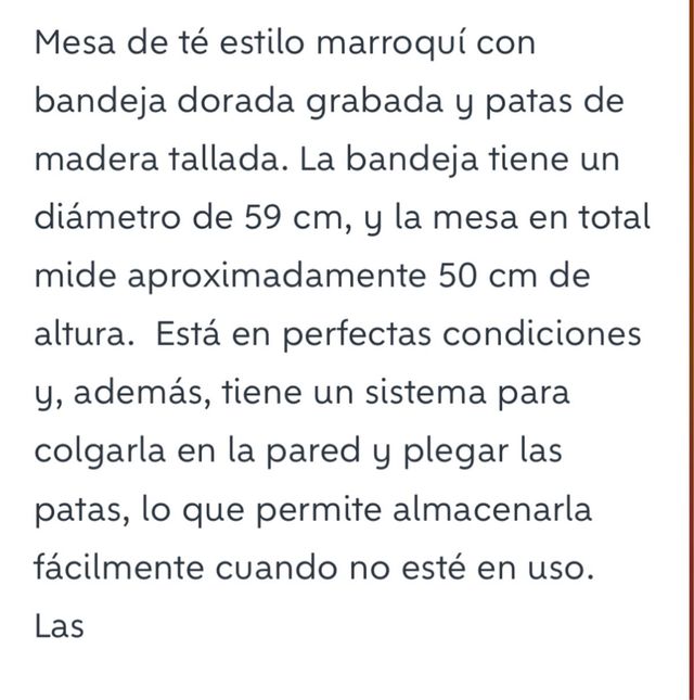 Mesa auxiliar redonda arabe madera