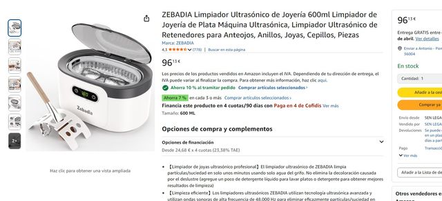 Limpiador ultrasonico de joyas y demás productos