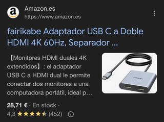 Fairikate split usb c 2 monitores