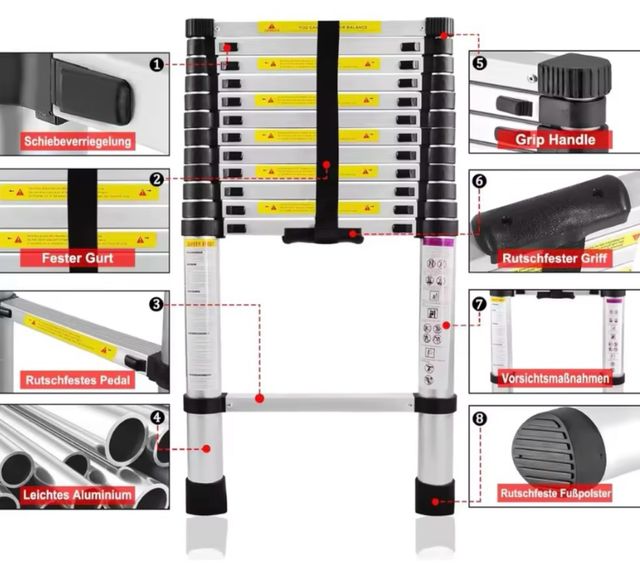 Escalera plegable aluminio.Alta resistencia.3.2m