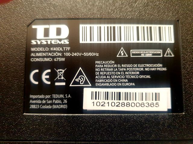 Despiece tv td system 40" K40DLT7F