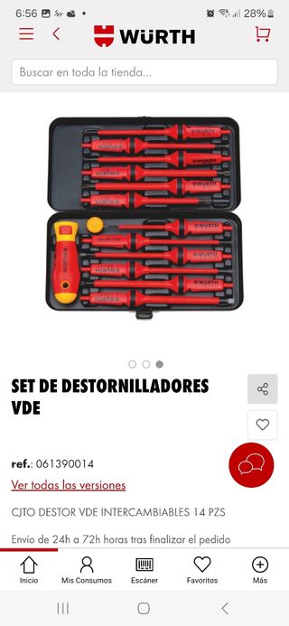 Set destornilladores Wurth intercambiabl