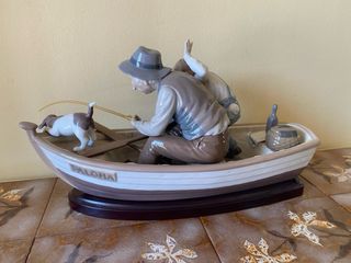 Figura Lladró abuelo y nieto pescando