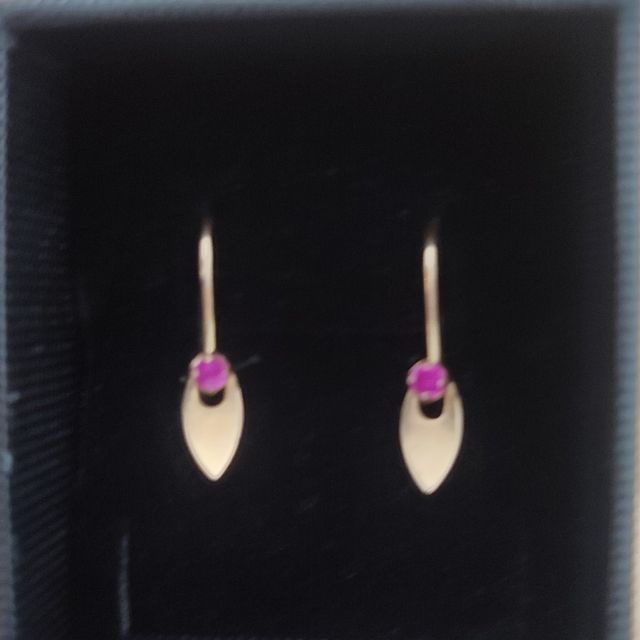 Pendientes rusos antiguos oro con rubí