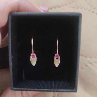 Pendientes rusos antiguos oro con rubí