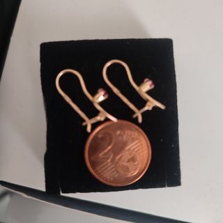 Pendientes rusos antiguos oro con rubí