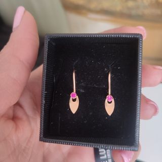 Pendientes rusos antiguos oro con rubí