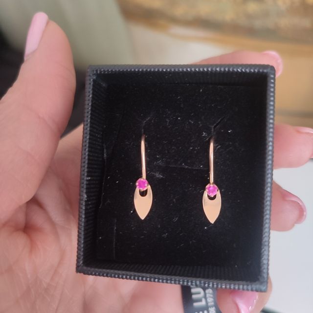 Pendientes rusos antiguos oro con rubí