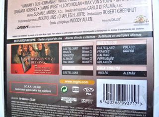 DVD Hannah y sus Hermanas Woody Allen