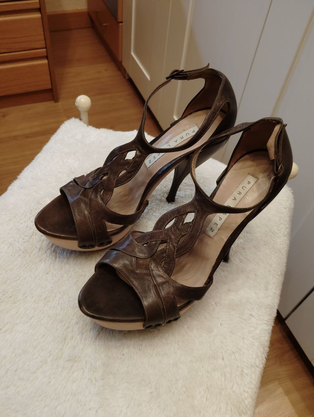 Sandalias piel plataforma T39 Pura Lopez