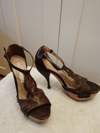 Sandalias piel plataforma T39 Pura Lopez