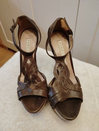 Sandalias piel plataforma T39 Pura Lopez