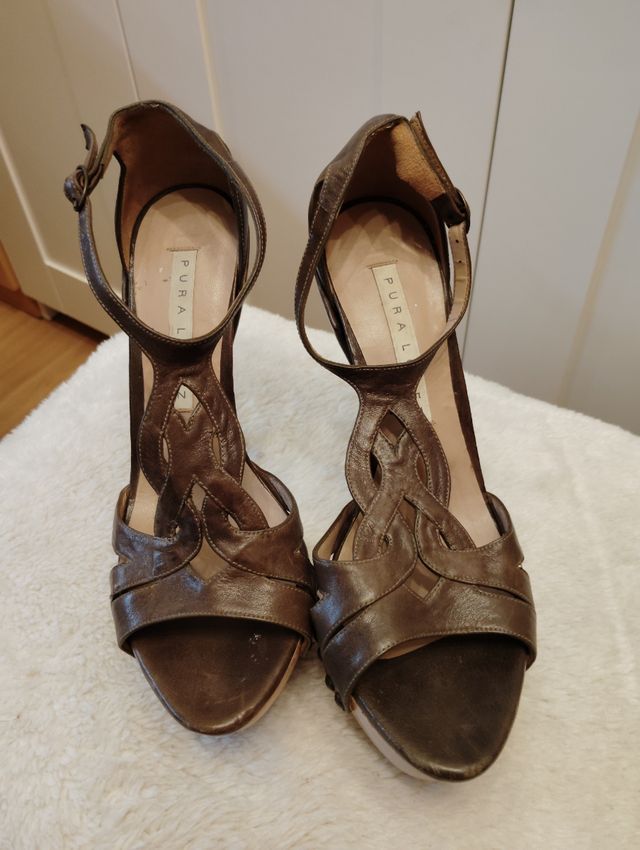 Sandalias piel plataforma T39 Pura Lopez