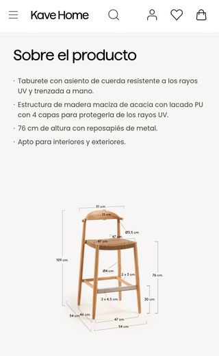 Taburete Nina Kave Home