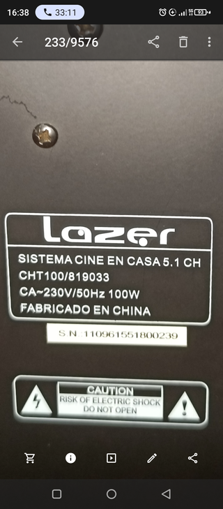 subwoofer Lazer 100 w.