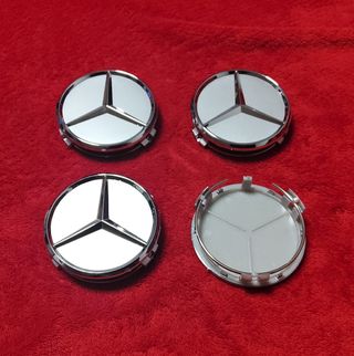 TAPAS LLANTAS LOGO MERCEDES BENZ PLATA