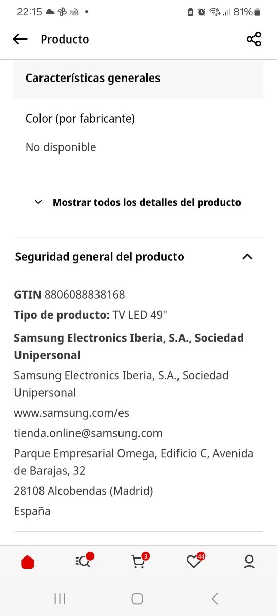 Television Samsung 49. Poco uso. Smart Tv