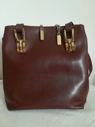 Borsa spalla donna, similpelle, marrone