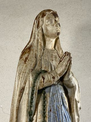 Imagen antigua Virgen de Lourdes hierro fundido