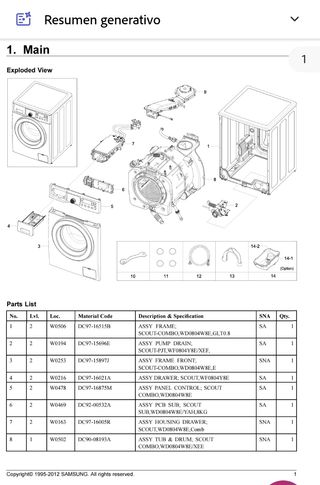 OJO AVERIA! Lavadora secadora Samsung WD0804W8E
