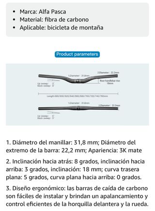 Manillar Carbono 31.8 Alfa Pasca
