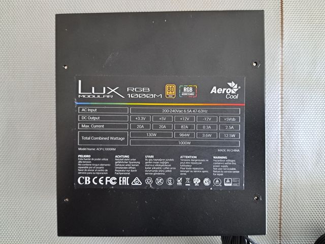 PSU Aerocool Lux modular RGB 1000M