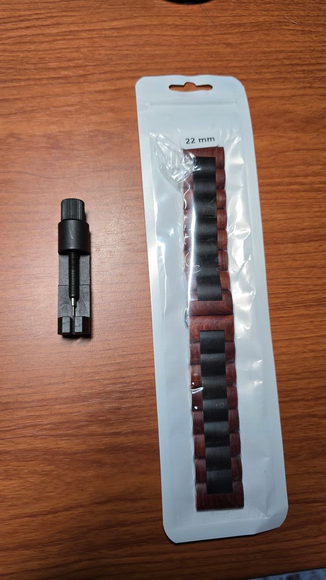 Cinturnino legno marrone e nero orologio 22 mm