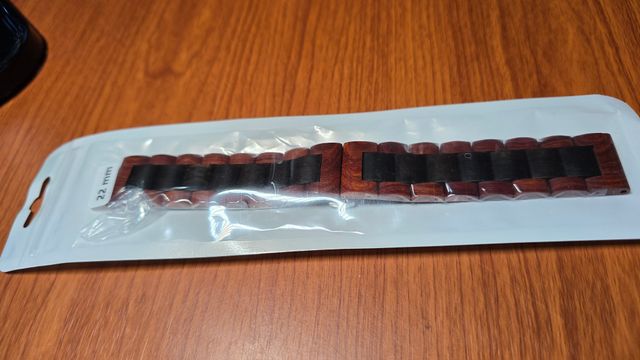 Cinturnino legno marrone e nero orologio 22 mm