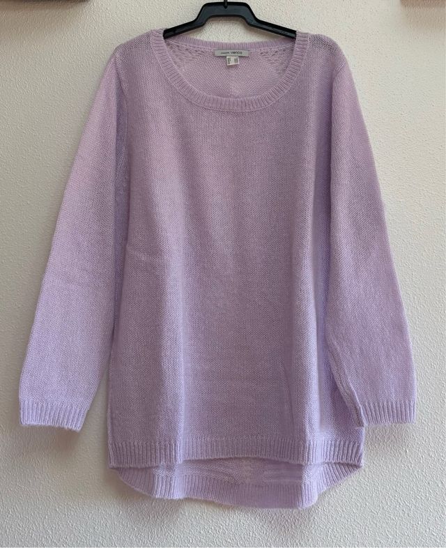 Jersey cuello redondo lila pastel