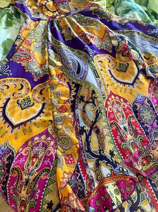 Vestido largo asimetrico con volantes Niza